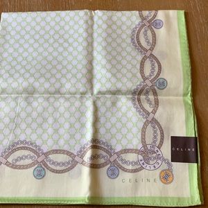 CELINE Scarf Handkerchief cotton monogram Hair Bag Neck Women Authentic